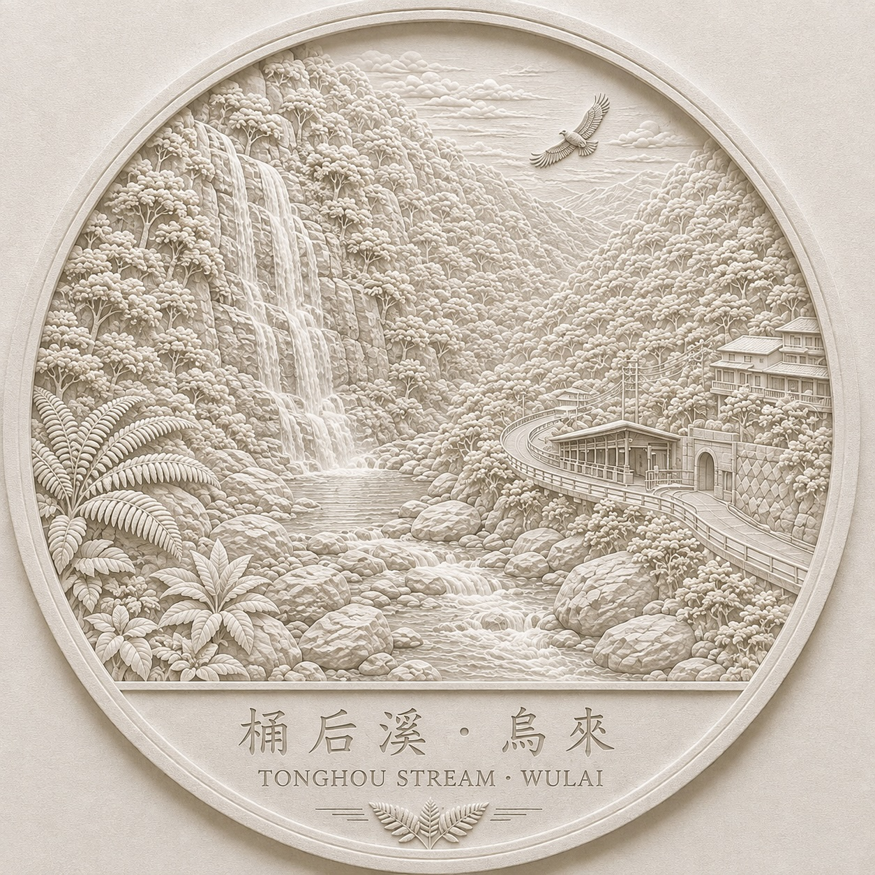 桶后溪・烏來紙張浮雕，作品編號 PRB056