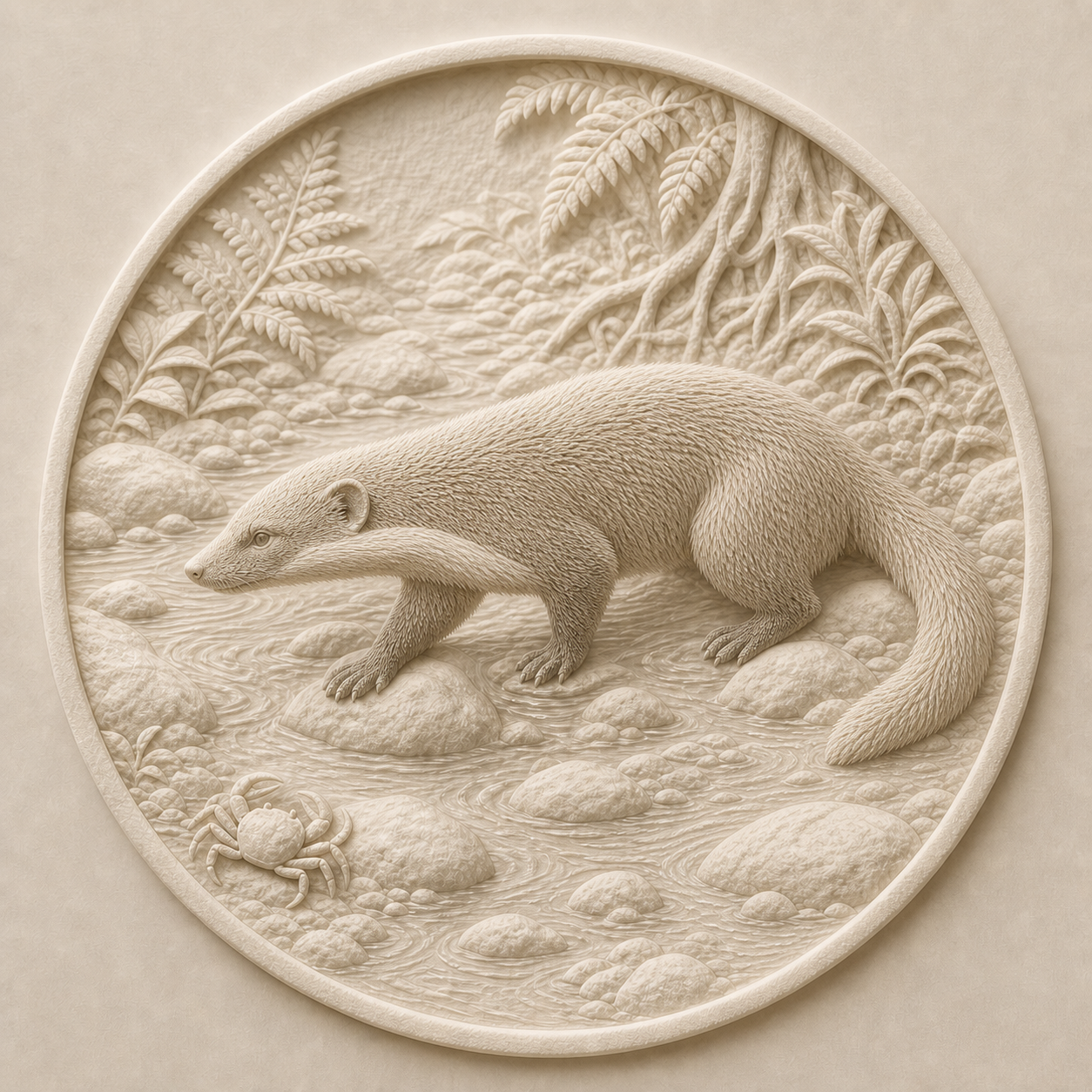 食蟹獴紙張浮雕，作品編號 CM001