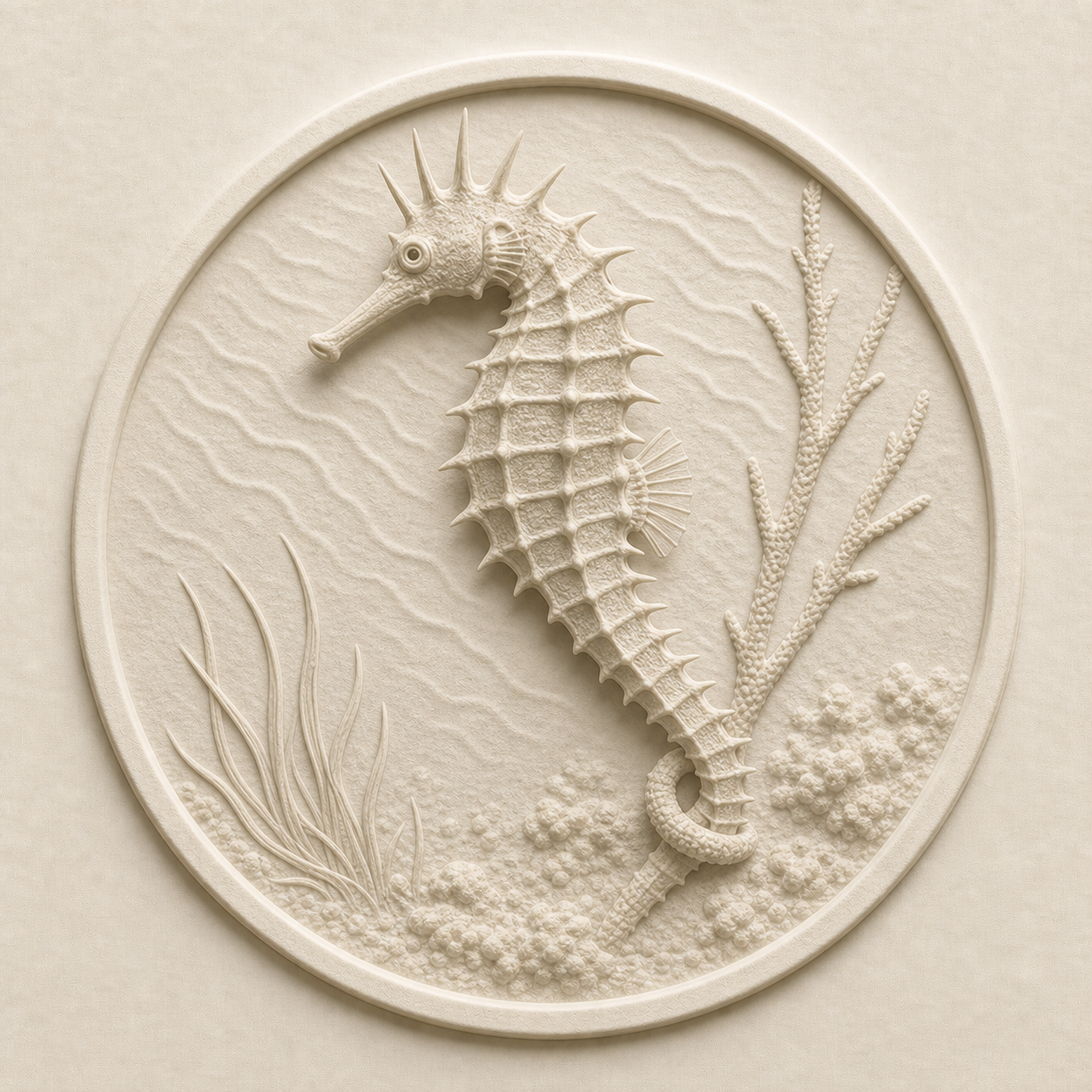 棘海馬紙張浮雕,作品編號 HSH001