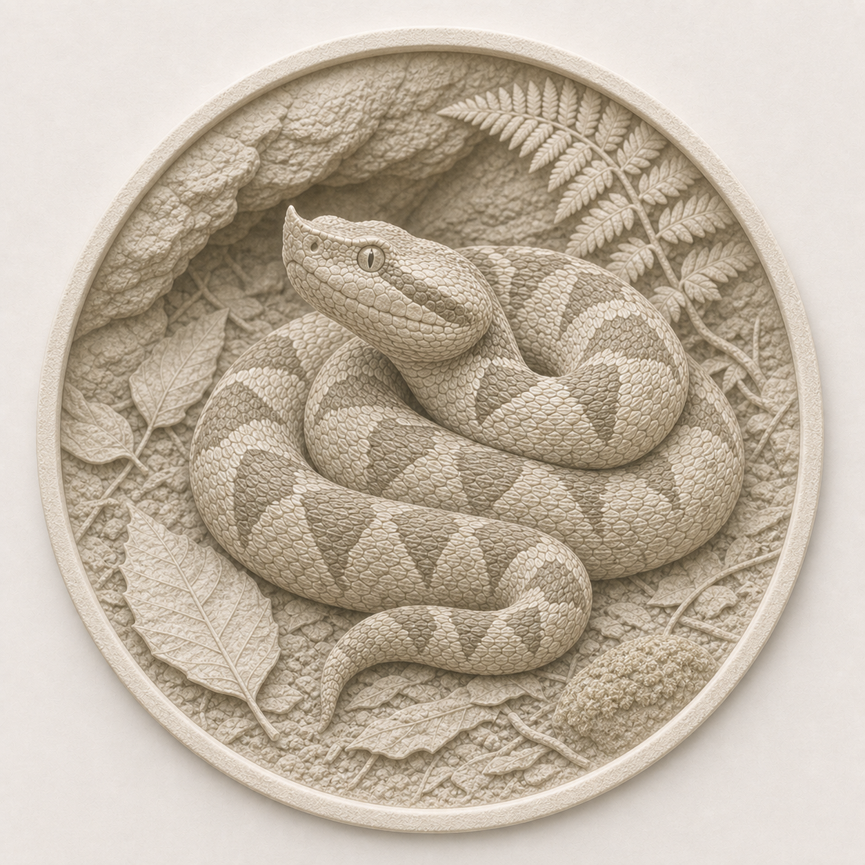 百步蛇紙張浮雕，作品編號 HP001