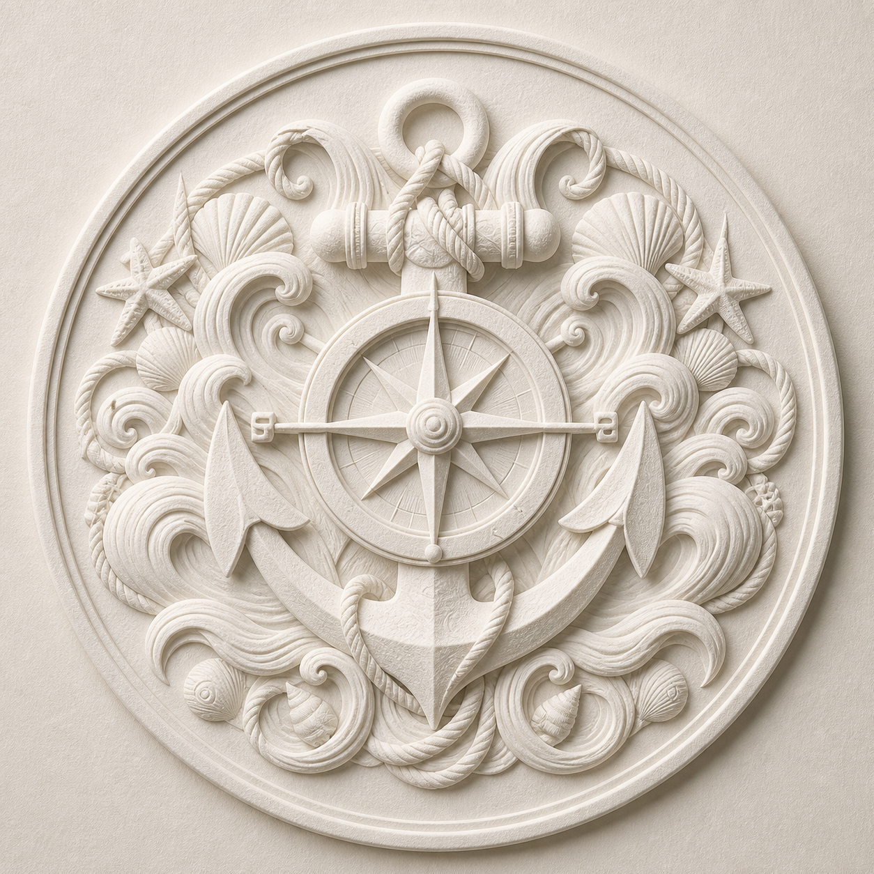 Marine & Nautical — 羅盤船錨浮雕